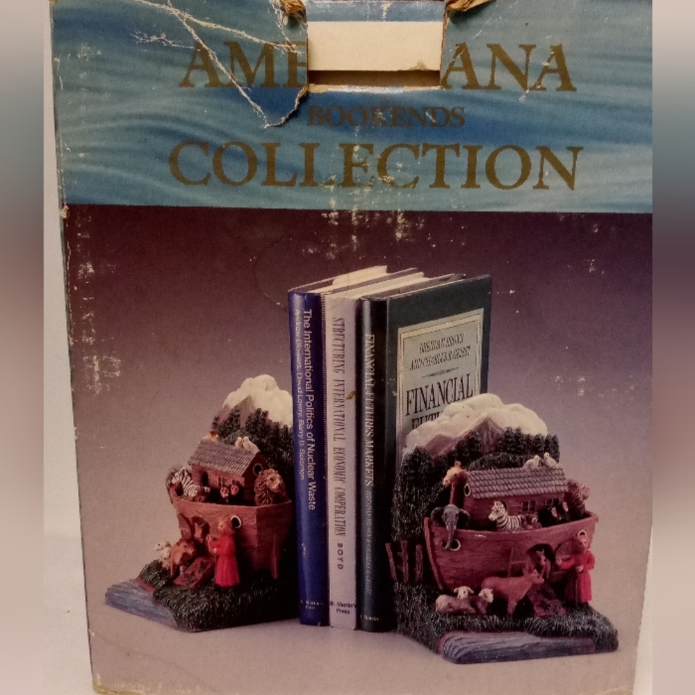 Vintage Noah's Ark Book Ends Heavy Pottery